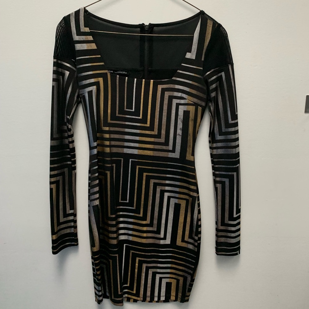 Black, silver and gold sexy club dress